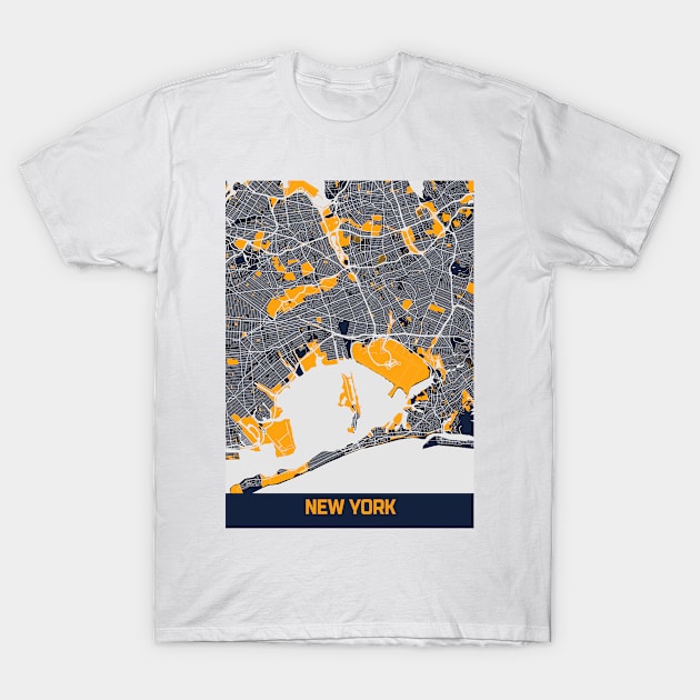 New York - United States Bluefresh City Map T-Shirt by tienstencil